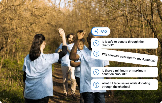 Chatbot answering donation-related FAQs